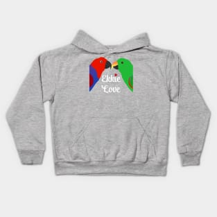 Eclectus Male Female Love Heart Kids Hoodie